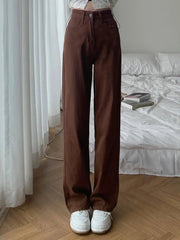 Lunivop  Summer Women Brown Jeans High Waist Loose Straight Wide Leg Denim Female Y2k Casual Streetwear Vintage Baggy Trouser