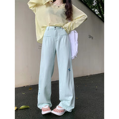 Lunivop Butterfly Women's Jeans High Waist Hip Hop Straight Denim Pants Y2k Streetwear Fashion Vintage Baggy Wide Leg Trousers 2024 New