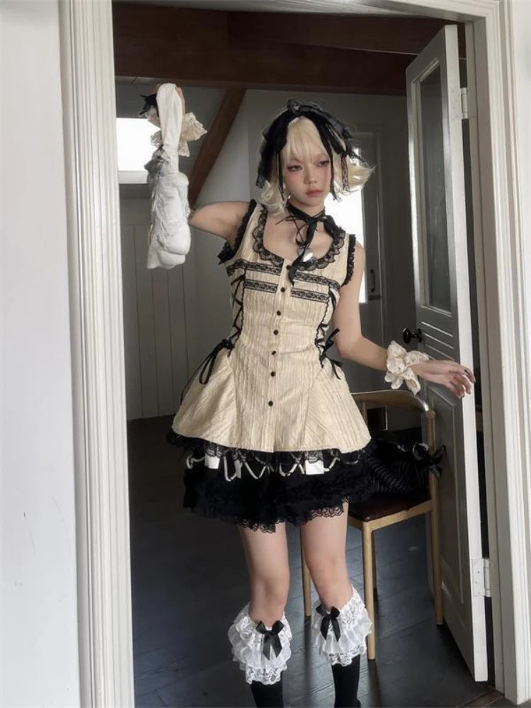 Lunivop  Subculture Y2k Aesthetics Pleated Tshirt Grunge Gothic Skull Print T-Shirts Gothic 2000s Tops O-neck Blouses Japanese Harajuku