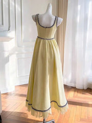 Lunivop  French Elegant Tweed Thick Straps Dresses For Women Square Collar Sleeveless Vintage Maxi Bottom Dress 2025 Autumn