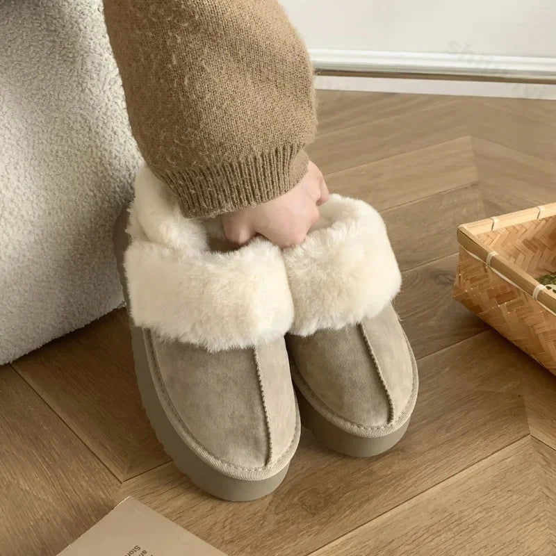 Lunivop Hairy Slippers Women Wear New Autumn Winter Korean Version of Muffin Thick Bottom Large Size Bao Head Half Slippers Zapatos