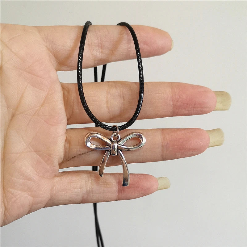 Lunivop Kpop Cute Aesthetic Heart Bow Cross Pendant Purple Bead Necklace Egirl Goth Vintage 2000s Y2K EMO Rave Jewelry Scene Accessories