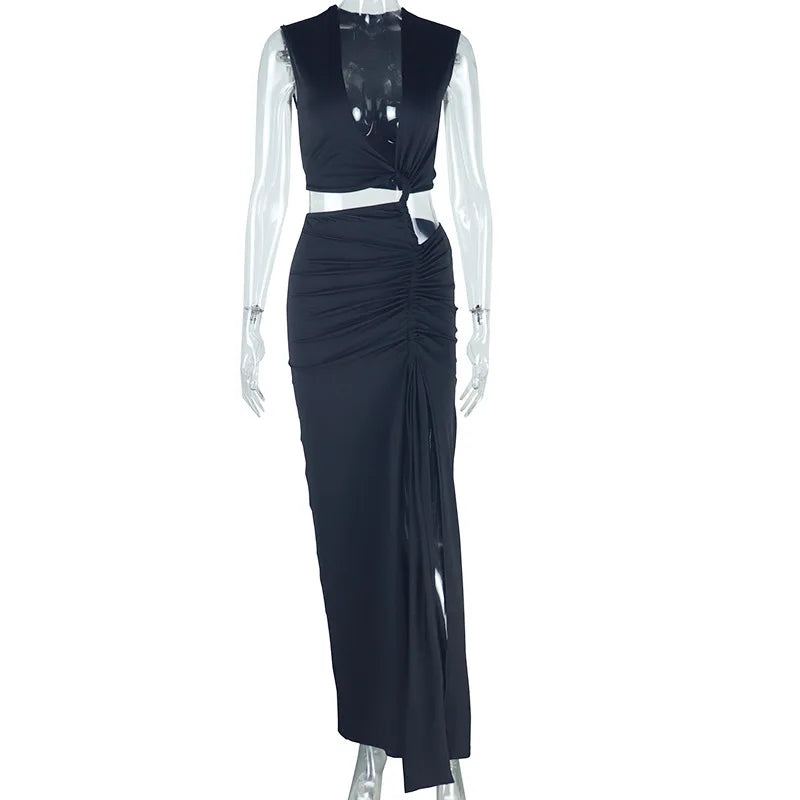 Lunivop  Summer Fashion New Women's Elegant and Sexy Solid Color Sexy Dress Sleeveless Irregular Split Street Style Long Dress