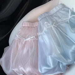Lunivop Fairycore Sweet Mini Skirt Women Pink Y2k Coquette Elegant Bow Short Skirts Kawaii Lace Patchwork Puffy Ruffle Skirts