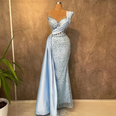 Lunivop  Glitter Sequin Prom Dresses For Engagement Sheer Neck Pleats Mermaid Formal Evening Gowns Birthday Party Wear