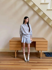 Lunivop Preppy Blue Striped Button Up Shirt Dress For Woman Fall Clothes Ruffles Tunics Mini Short Dress Youth Clothing