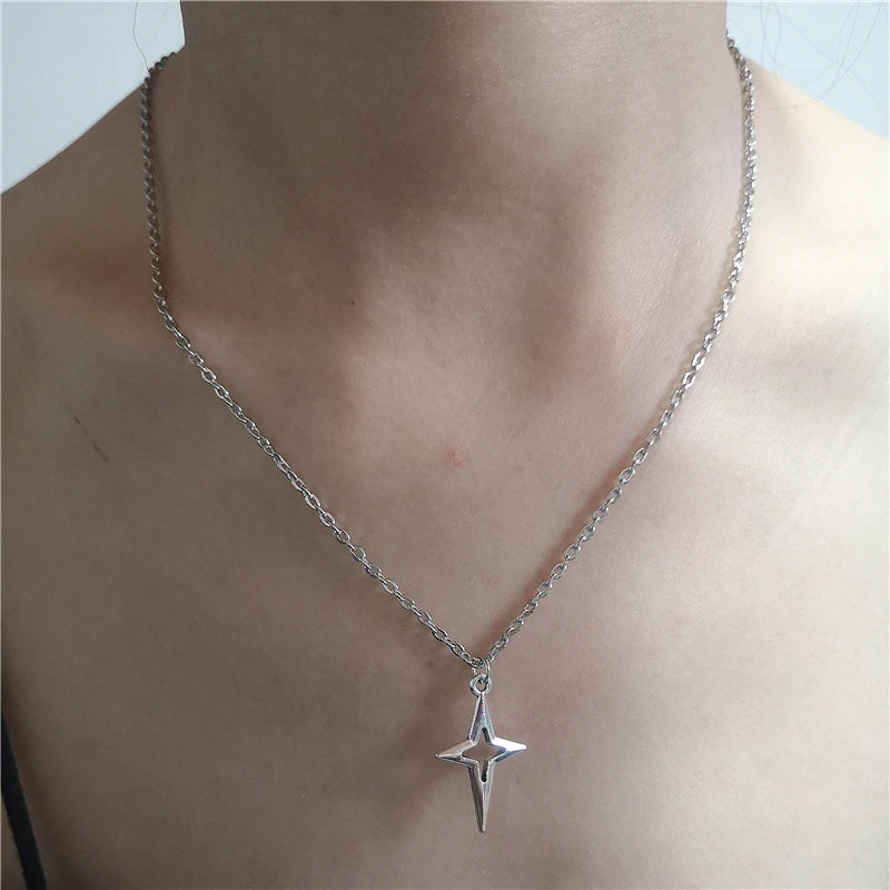 Lunivop Kpop Vintage Fashion Aesthetic Star Cross Pendant Beads Chain Leather Rope Ball Necklace For Women Men Y2k Jewelry Accessories