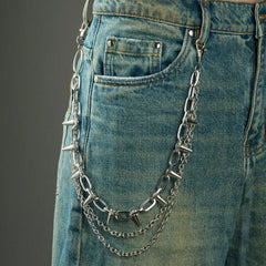 Lunivop  1pc Funky Stainless Steel Spiked Pants Chain , Y2k Star Pants Chain Pocket Chain For Pants Biker Hip Punk Chains Jewelry