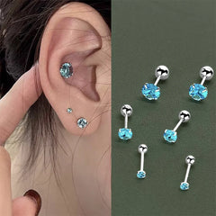 Lunivop New Fashion Simple Bling Blue Zircon Stainless Steel Earrings for Women Niche Design Charms Studs Sweet Elegant Party Jewelry