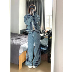 Lunivop Spring Women's Harajuku Cotton Denim Trousers Y2K High Waist Streetwear 90S Baggy Jeans Cozy Wide Leg Pants American Retro