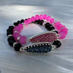 Lunivop Trendy Vintage Colorful Water Drop Crystal Beaded Bracelet for Women Glossy Golden Copper Bead Cool Personality Party Jewelry