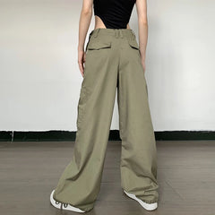 Lunivop  Loose Casual Pocket Lace Up Cargo Pants Streetwear Wide Leggings Autumn Winter Fashion Trousers High Waist Women Pants