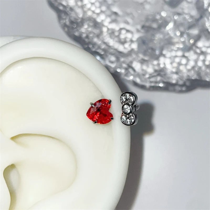 Lunivop Red Zircon Crown 316L Stainless Steel  Spiral Ear Bone Nail New Fashion Y2K Earrings for Women Ear Piercing Cochlea Jewelry