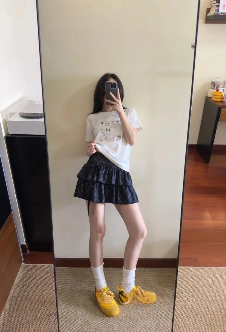 Lunivop  Funny T Shirts Women Cartoon Printed Summer Fashion Sweet O Neck Short Sleeve Loose Y2k Tops Female Casual Tshirt