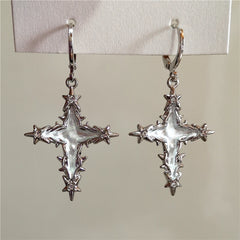 Lunivop Goth Punk Colorful Irregular Thorn Cross Pendant Earrings For Women Egirl Aesthetic Jewelry EMO Charm Vintage Scene Accessories