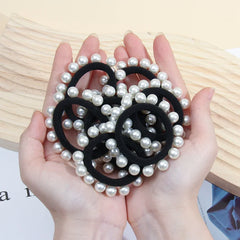 Lunivop  3Pcs/lot Girls Pearls Black Ponytail Hair Rubber Bands for Woman Simple Elastic Headbands Sports Headwear Accessories Wholesale