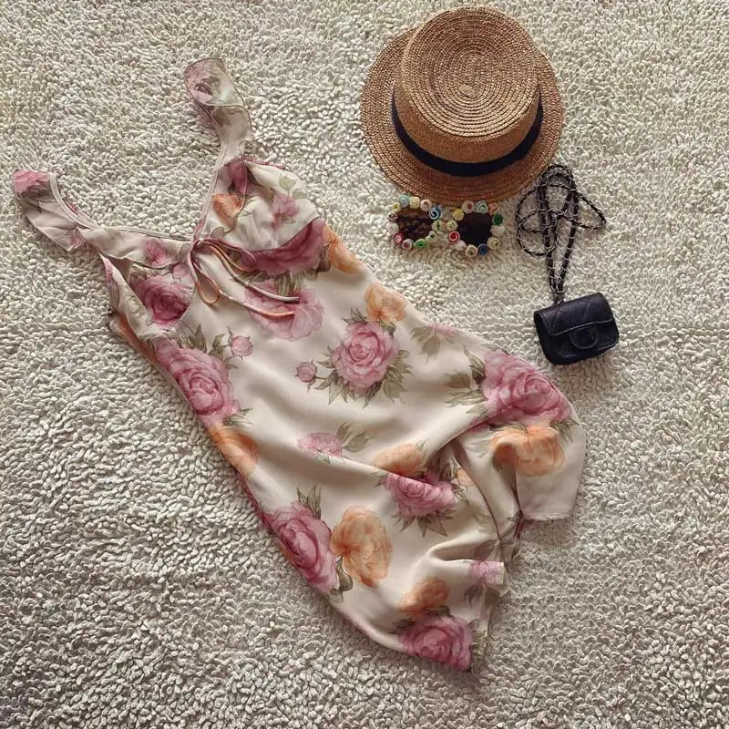 Lunivop  floral printed mini dress V-neck ruffled neckine sexy women party dress new bohemian spring summer dress