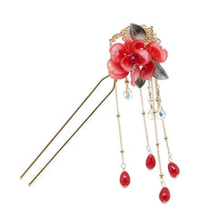 Lunivop  Flower Hair Stick For Women Elegant Waterdrop Shaped Tassel Hair Stick Cheongsam Hair Accessories Gift
