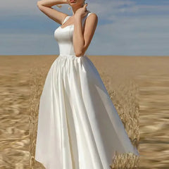 Lunivop  White Spaghetti Strap Slim Party Sexy Dress Women Elegant Evening Summer Dress Backless Long Midi A-Line Dress Vestidos