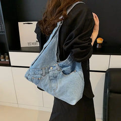Lunivop  Spicy Girl Denim Cloth Tote Bag for Women New Large Capacity Fashionable Design Ins Versatile Shoulder Bags
