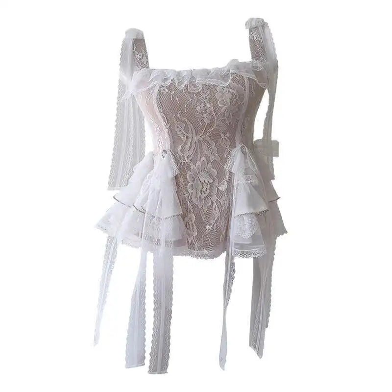 Lunivop  French Style Sleeveless Camisole Top Waist Cinching Skirt Hollowed Out Embroidery Two-piece Set Female 2025 New
