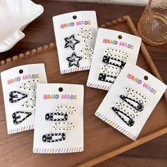 Lunivop  Vintage Polka Dot Star Hair Clips Set Japanese Sweet Girlish Heart Geometric Flyaway BB Clips Kids Versatile Hairpins