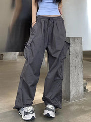 Lunivop Streetwear Hip Hop Cargo Pants Women Fashion Pockets Oversize Loose Trousers Summer Bf Korean High Waist Wide Leg Pants New