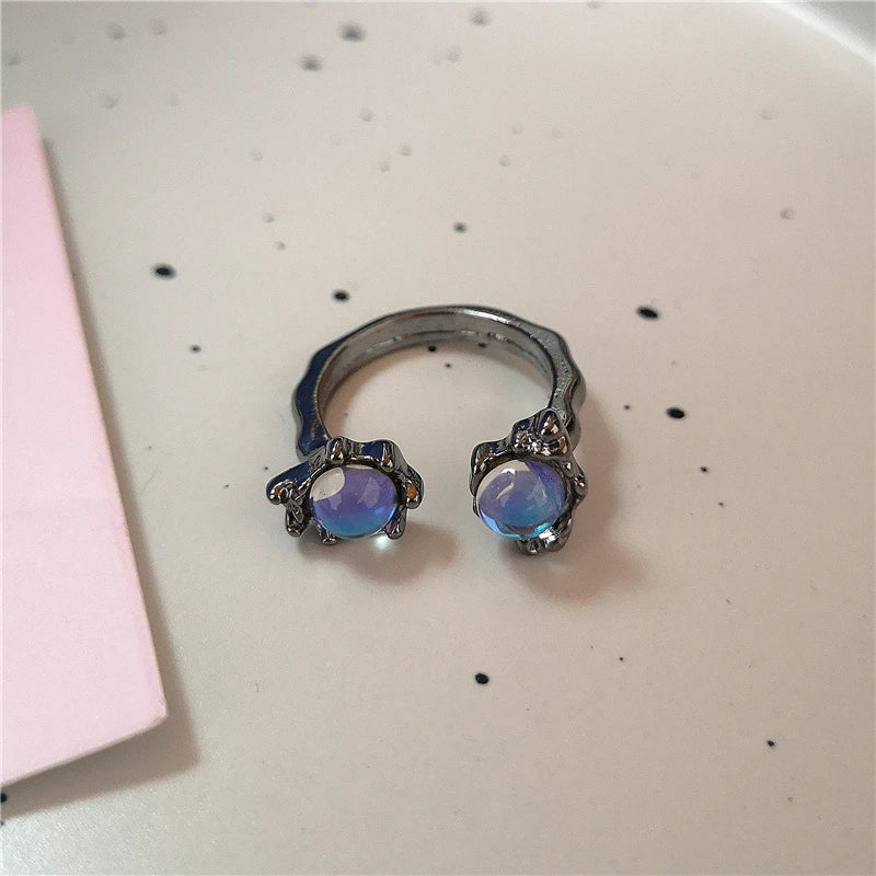 Lunivop Kpop Punk Vintage Irregular Geometry Crystal Heart Star Butterfly Rings For Women Girls Y2k Aesthetic Grunge Jewelry Accessories