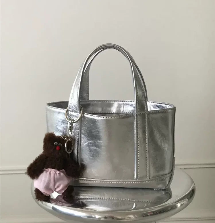 Lunivop   New Faionable Silver Large Capaci Tote Bag Women's Practical Handbag Trendy Casual oulder Bag for Youth