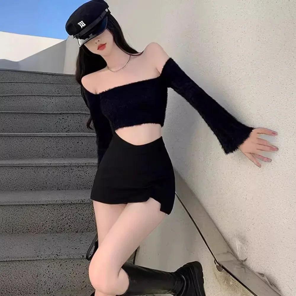 Lunivop High-waisted Black Bodycon Skirt Sexy Slimming Mini Dress New 2024 Spring Women's Fashion Korean Style Ultra-pure Desire