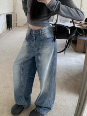 Lunivop Y2k 2000s Vintage Baggy Jeans Woman Korean Fashion Harajuku Denim Pants Streetwear Casual Gyaru Trousers American Retro