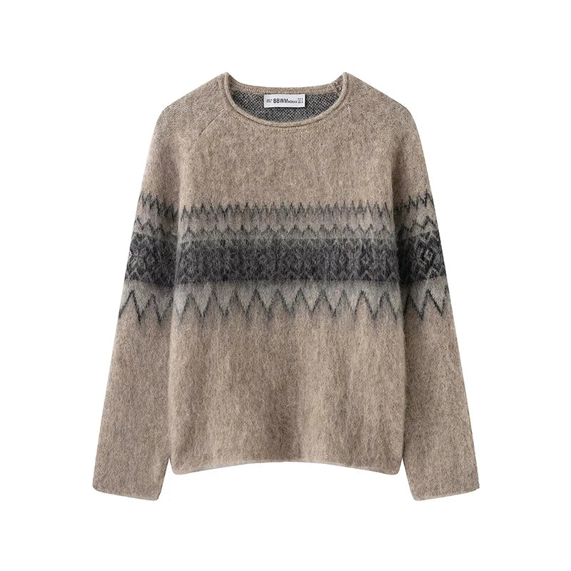 Lunivop  Women's Soft Knitted Pullover Women Fashion Long Sleeve Vintage Jacquard Sweater New Casual Loose Knitwear Tops ﻿ ﻿