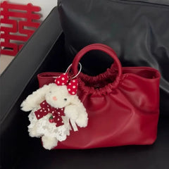 Lunivop  Fashion Red Wrinkle Simple Tote Bag Women Leather Large Capacity Cloud Shoulder Bag Ladies Pleated Luxury Premium Crossbody Bags
