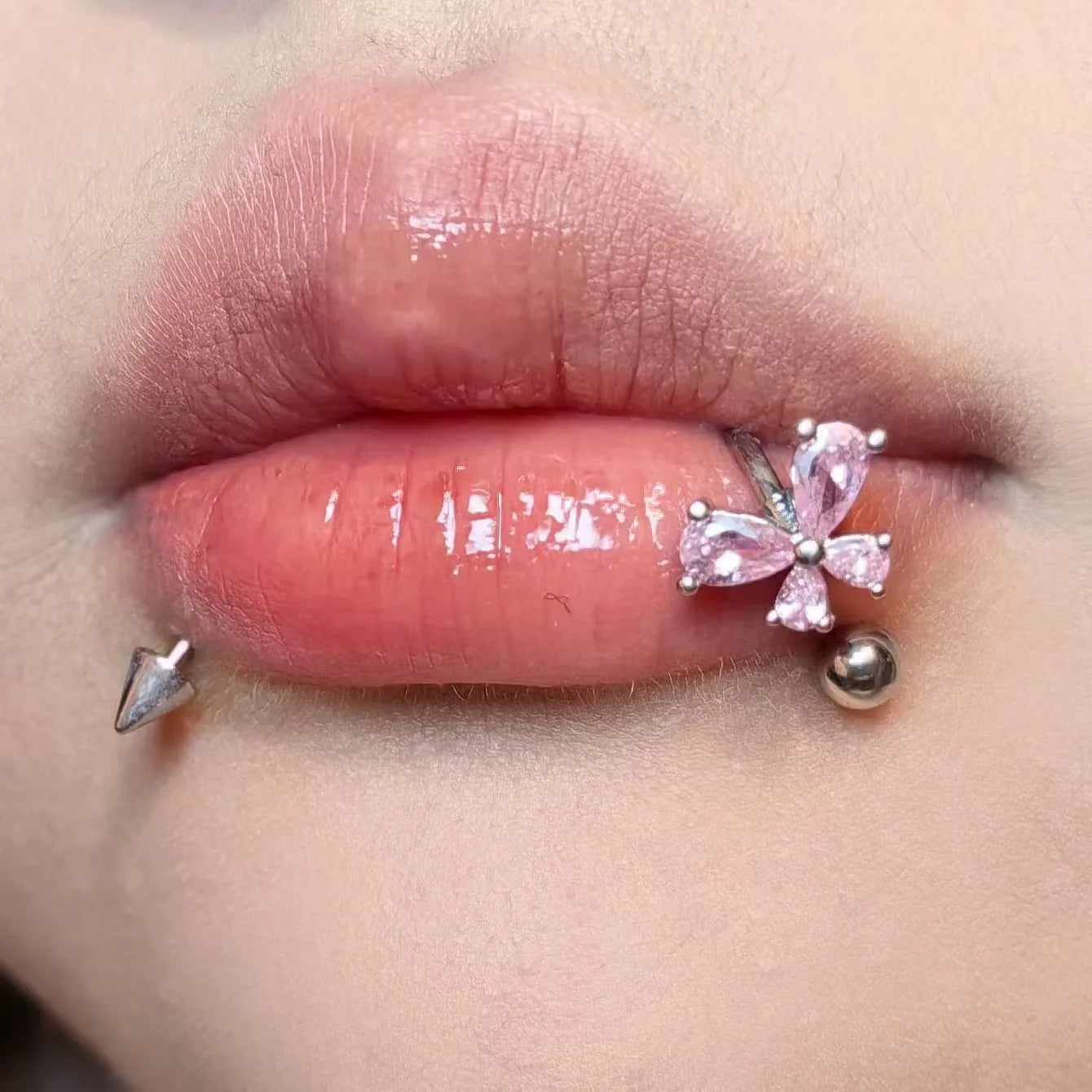 Lunivop Cute Sweet Zircon Bow with Diamond Lip Ring C-shaped Piercing Lip Stud Women Fashion Delicate Ear Studs Piercing Body Jewelry