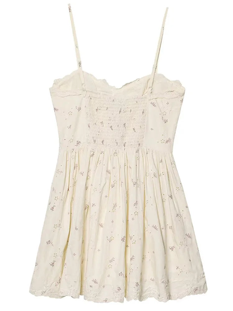 Lunivop   Lace Trim Floral Pleated Mini Dress Women Summer Fashion Corset Slim Short Robes Lady Elegant Sexy Club Evening Party Dress 2025