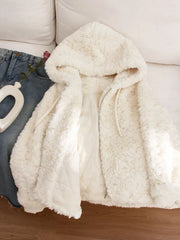 Lunivop Sweet White Faux Lamb Coat Women Cute Long Sleeve Winter Warm Jacket Preppy Style Vintage Korean Female Casual Zipper Tops