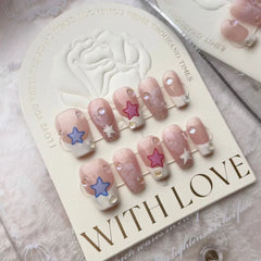 Lunivop  10pcs Handmade False Press on Nail with Rhinestones Full Cover Ballerina Korean Manicuree Decoration French Wearable Nail Store