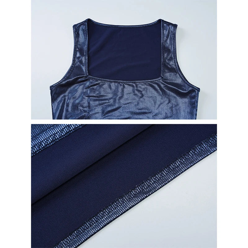Lunivop Square Neck Sleeveless Bodycon Midi Dress Kylie Jenner Outfits Sexy Blue Night Club Dresses For Women Christmas