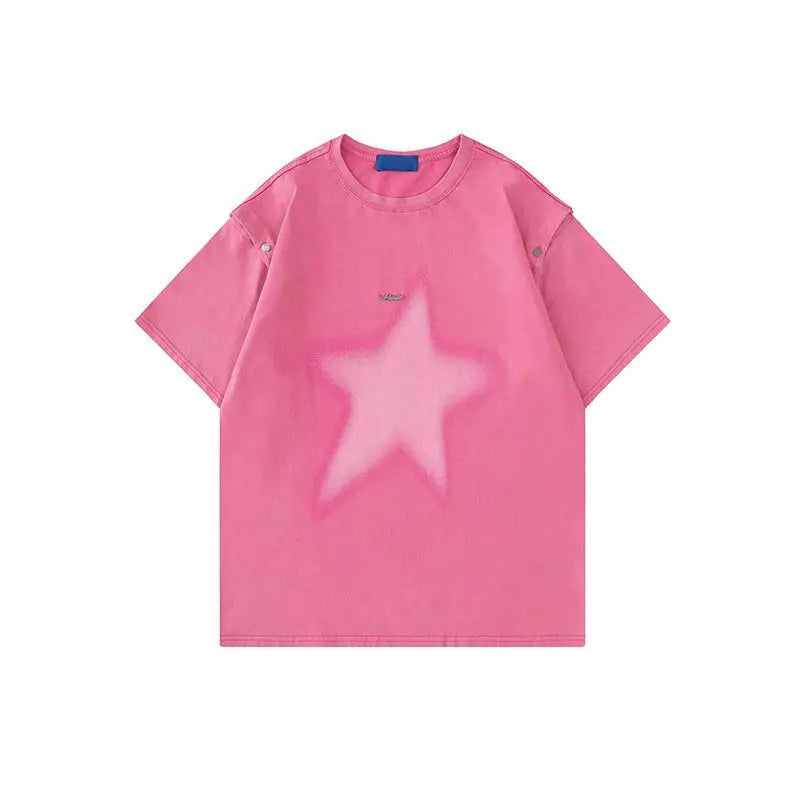 Lunivop  Popular American Gothic Streetwear Loose Casual Shirts Y2k Personality Detachable Short Sleeve Design Sweatshirts Punk Print Top