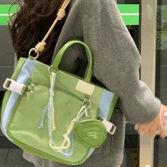 Lunivop Green Womens Shoulder Bag Nylon Large Capacity Casual Student Tote Bag Jk Cute Aesthetic Literary Ladies New in Handbag