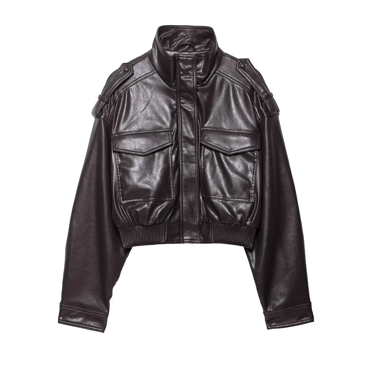 Lunivop  Chic Fashion Faux Leather Jackets for Women Loose Zipper Long Sleeve Female Short Coats Autumn Lady Casual New Outerwear ﻿