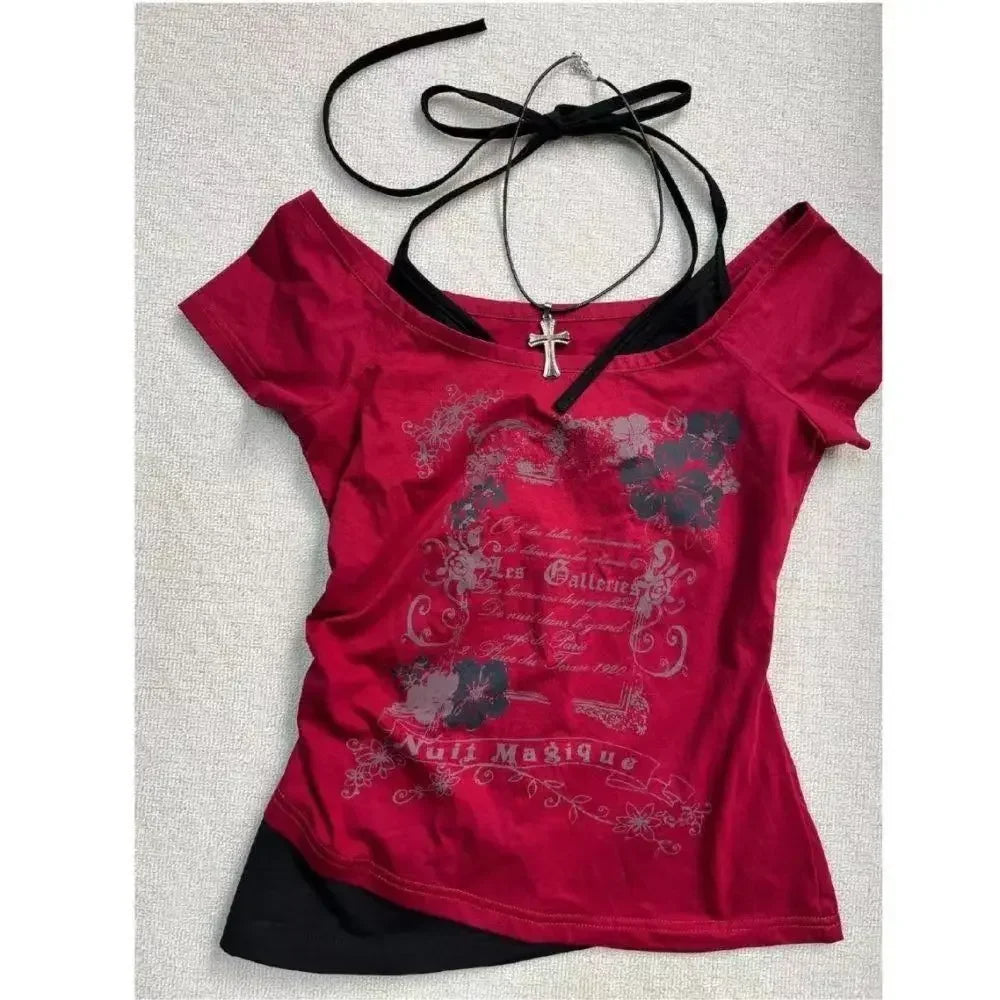 Lunivop  Subculture Woman Clothing Y2K Punk T-shirts American Vintage Sweet Sexy Short Female Clothing Green Summer Casual Popular Tops