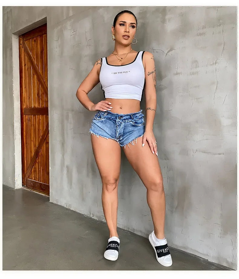 Lunivop New Summer Fashion Women's Denim Shorts European Style Stretch Ripped Style Wish Explosive Popular Shorts