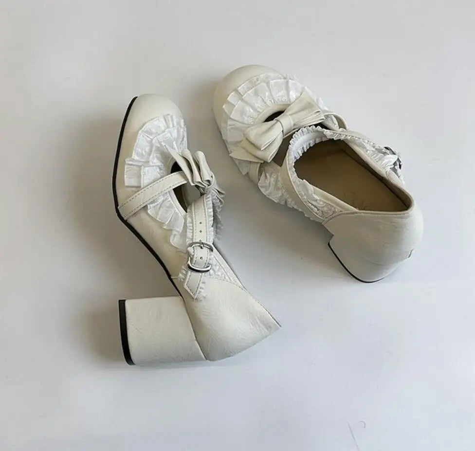 Lunivop  Sweet Design Girl Thick Heel Women JK Mary Jane Shoes Butterfly-knot Chunky Lolita Shoes Spring Women Elegant Party Dress Pumps