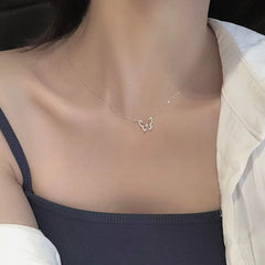 Lunivop New Fashion Shiny Dainty Butterfly Zirconia Pendant Choker Necklace for Women Sweet Cute Exquisite Necklace Party Jewelry Gift