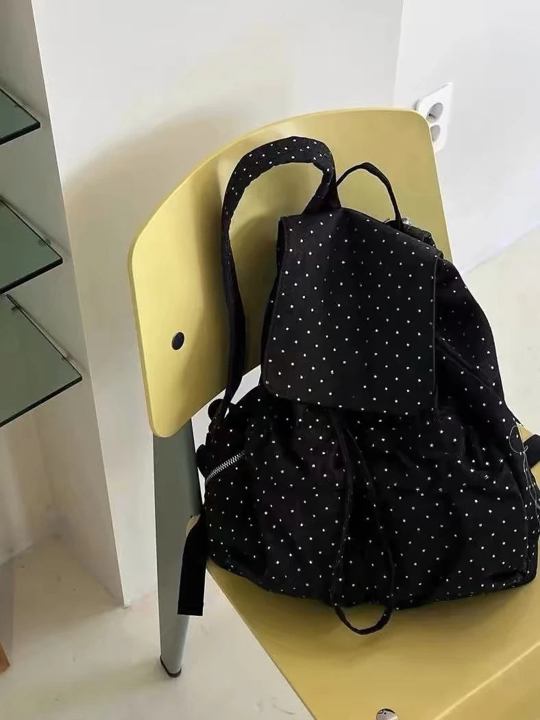 Lunivop   New Polka Dot Large Capaci Commuter Bapa Dstring Trend Korean Sle Nylon Material round Box ape Casual Scene