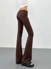 Lunivop  Spring/summer New Double Layered Flanging Sports Casual Pants Women's Spicy Girl Style Elastic Slim Micro Horn Pants T42Y