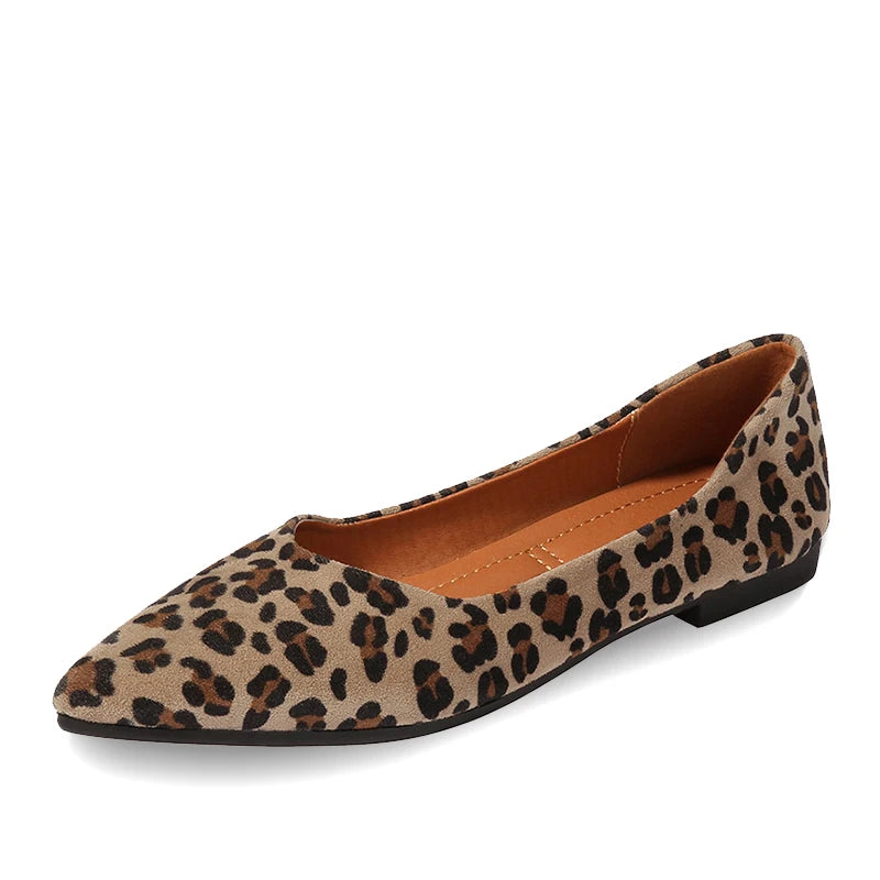 Lunivop  Woman Leopard pattern flats soft bottom flock shoes women espadrilles pointed toe ballerina ladies shoes animal prints moccasins