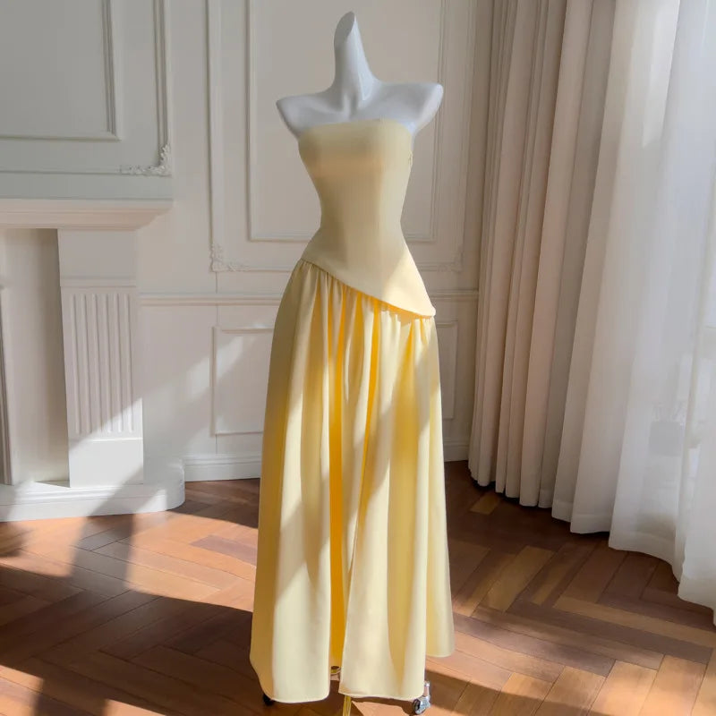 Lunivop  Fashion Women Dress Sleeveless Strapless Solid Color Female Summer Party Dresses New Tide