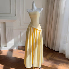 Lunivop  Fashion Women Dress Sleeveless Strapless Solid Color Female Summer Party Dresses New Tide